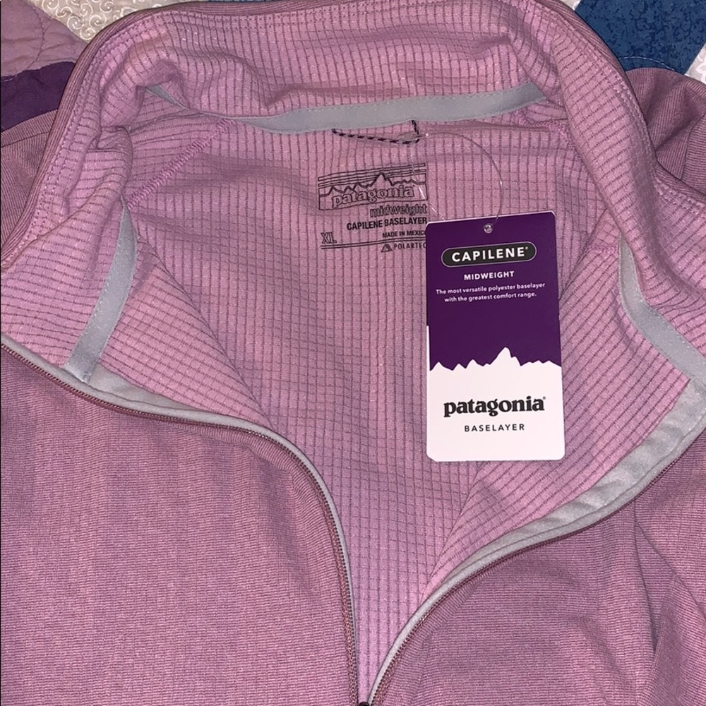 Purple Patagonia lightweight pullover sweater